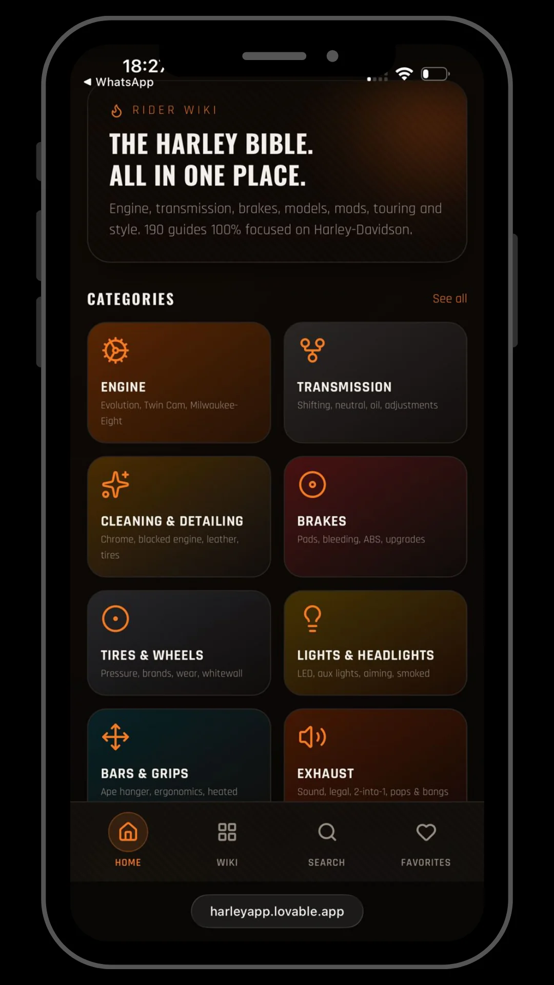 The Harley Bible — every category in one place.